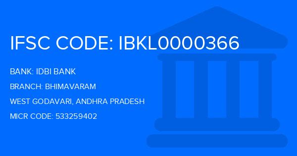 Idbi Bank Bhimavaram Branch IFSC Code