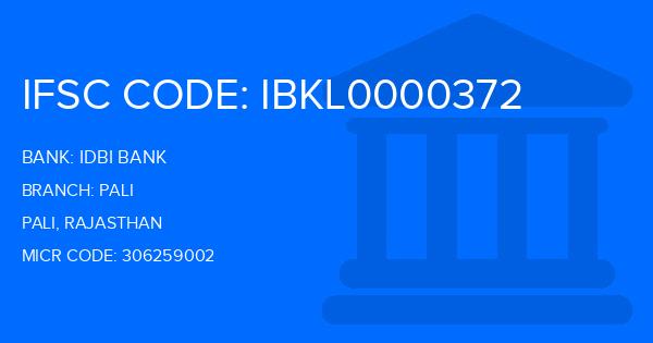 Idbi Bank Pali Branch IFSC Code