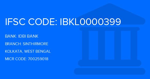 Idbi Bank Sinthirmore Branch IFSC Code