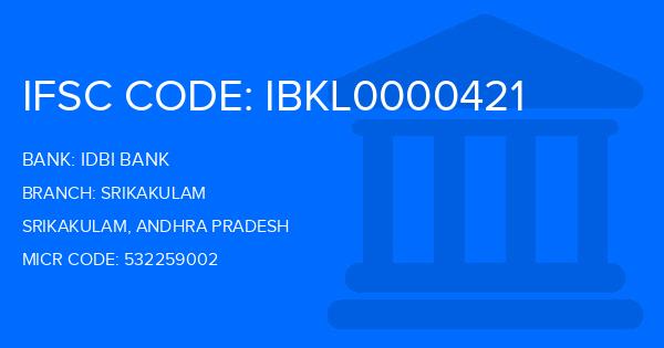 Idbi Bank Srikakulam Branch IFSC Code