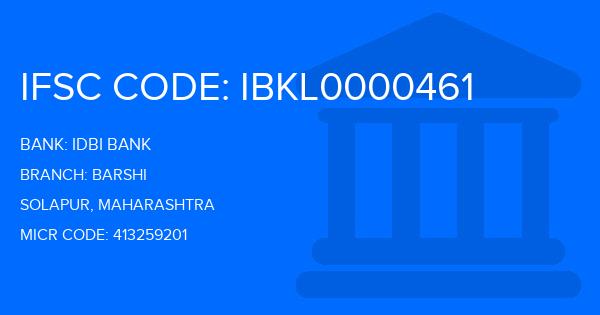 Idbi Bank Barshi Branch IFSC Code