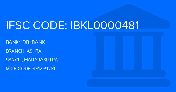 Idbi Bank Ashta Branch IFSC Code