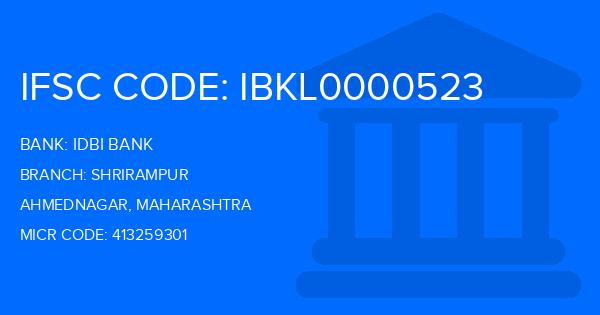 Idbi Bank Shrirampur Branch IFSC Code