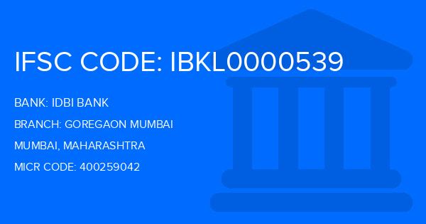 Idbi Bank Goregaon Mumbai Branch IFSC Code