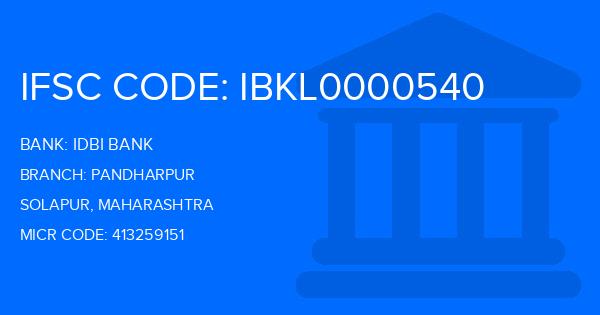 Idbi Bank Pandharpur Branch IFSC Code