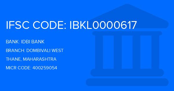 Idbi Bank Dombivali West Branch IFSC Code