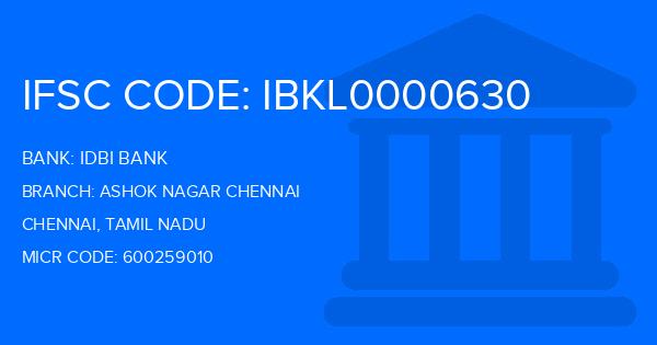 Idbi Bank Ashok Nagar Chennai Branch IFSC Code