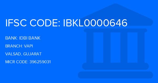 Idbi Bank Vapi Branch IFSC Code