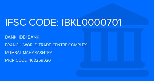 Idbi Bank World Trade Centre Complex Branch IFSC Code