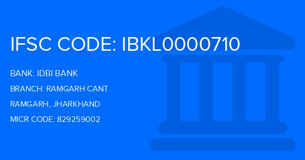 Idbi Bank Ramgarh Cant Branch IFSC Code