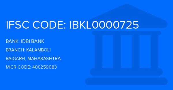 Idbi Bank Kalamboli Branch IFSC Code