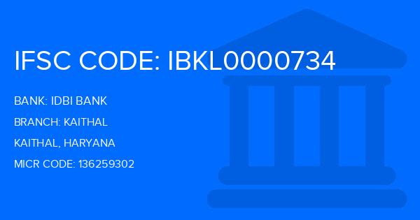 Idbi Bank Kaithal Branch IFSC Code