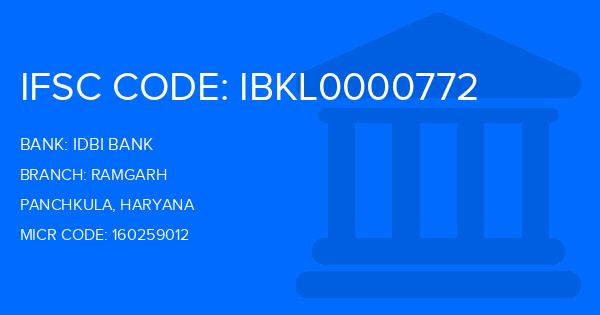 Idbi Bank Ramgarh Branch IFSC Code