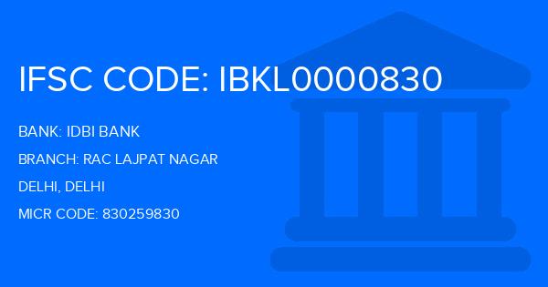 Idbi Bank Rac Lajpat Nagar Branch IFSC Code
