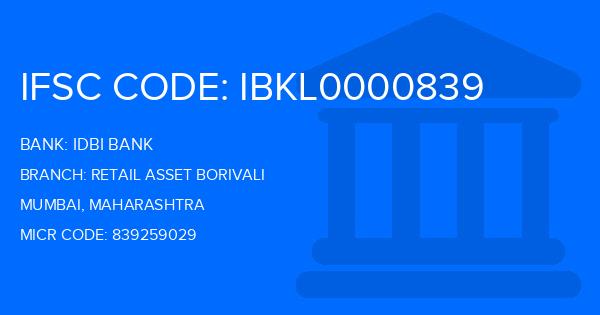 Idbi Bank Retail Asset Borivali Branch IFSC Code