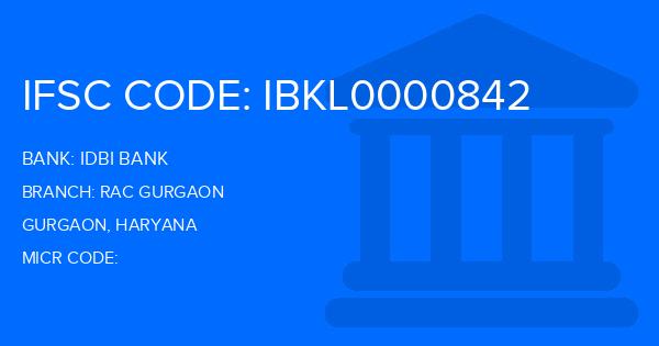 Idbi Bank Rac Gurgaon Branch IFSC Code