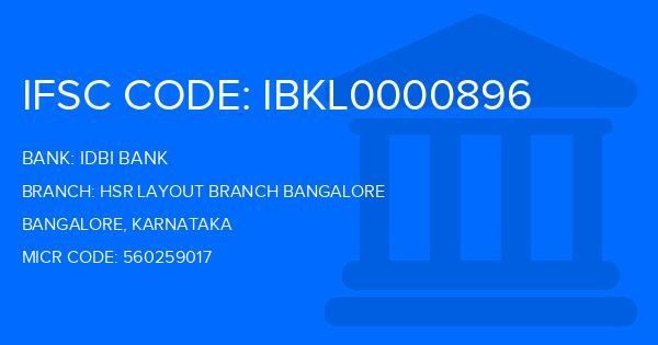Idbi Bank Hsr Layout Branch Bangalore Branch IFSC Code