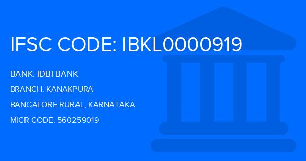 Idbi Bank Kanakpura Branch IFSC Code