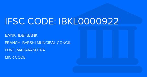 Idbi Bank Barshi Muncipal Concil Branch IFSC Code
