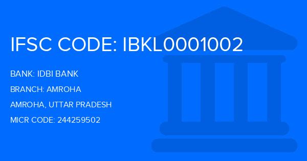 Idbi Bank Amroha Branch IFSC Code