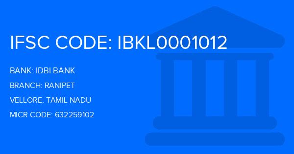 Idbi Bank Ranipet Branch IFSC Code