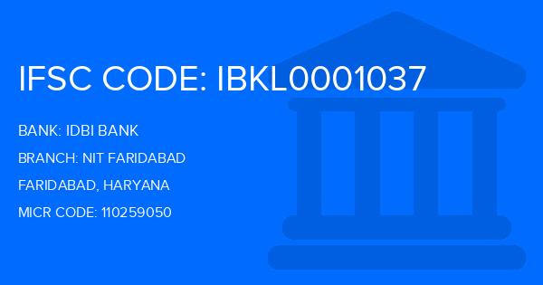 Idbi Bank Nit Faridabad Branch IFSC Code