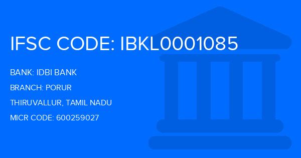 Idbi Bank Porur Branch IFSC Code