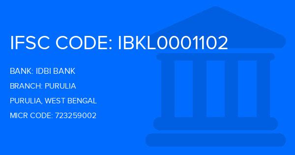 Idbi Bank Purulia Branch IFSC Code