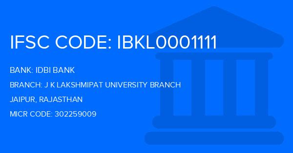 Idbi Bank J K Lakshmipat University Branch