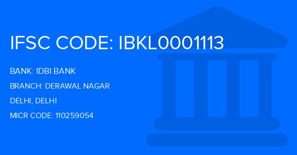 Idbi Bank Derawal Nagar Branch IFSC Code
