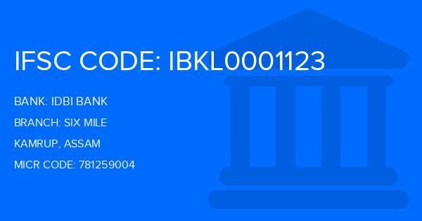 Idbi Bank Six Mile Branch IFSC Code