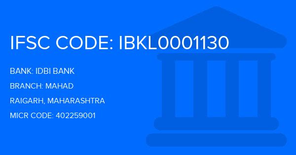 Idbi Bank Mahad Branch IFSC Code