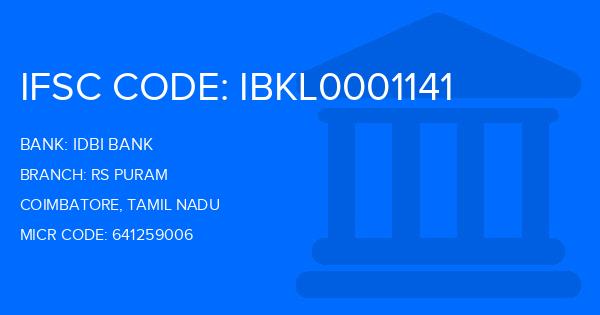 Idbi Bank Rs Puram Branch IFSC Code