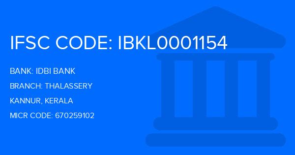 Idbi Bank Thalassery Branch IFSC Code