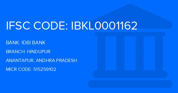 Idbi Bank Hindupur Branch IFSC Code