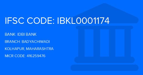 Idbi Bank Badyachiwadi Branch IFSC Code
