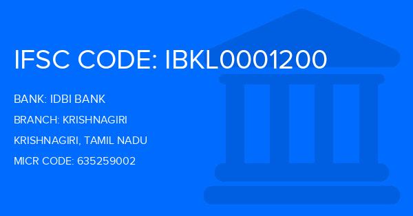 Idbi Bank Krishnagiri Branch IFSC Code