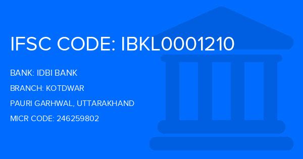 Idbi Bank Kotdwar Branch IFSC Code
