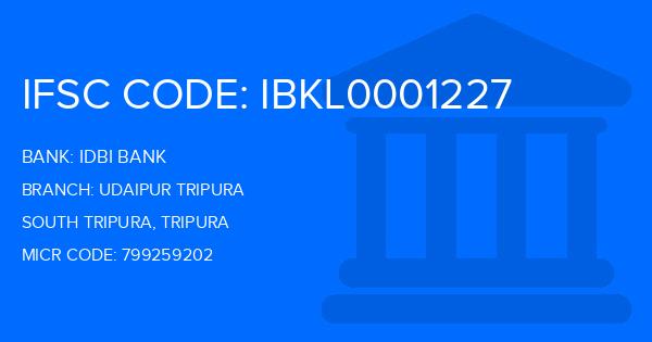 Idbi Bank Udaipur Tripura Branch IFSC Code