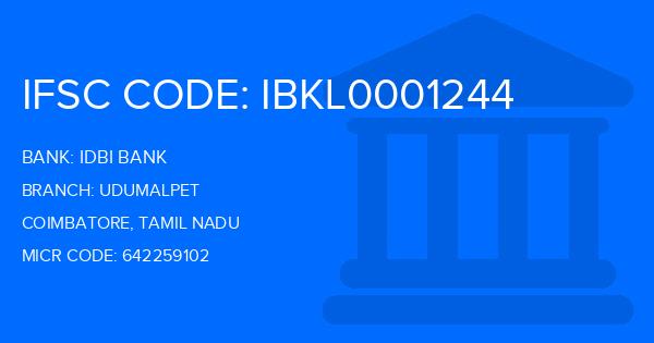 Idbi Bank Udumalpet Branch IFSC Code