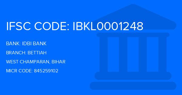 Idbi Bank Bettiah Branch IFSC Code
