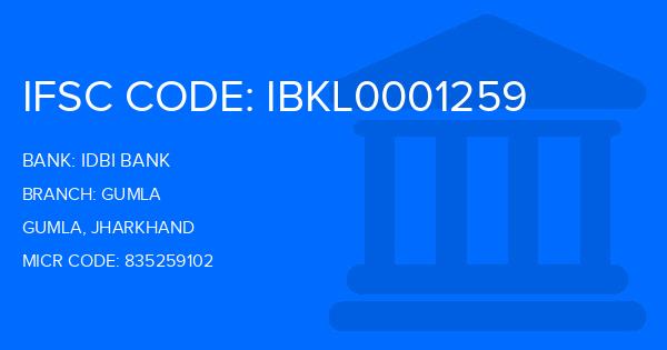 Idbi Bank Gumla Branch IFSC Code