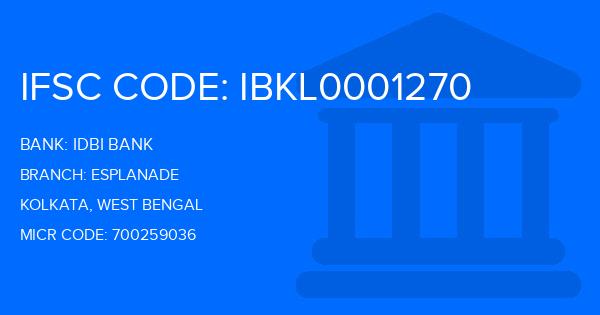 Idbi Bank Esplanade Branch IFSC Code