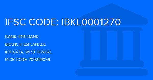 Idbi Bank Esplanade Branch IFSC Code