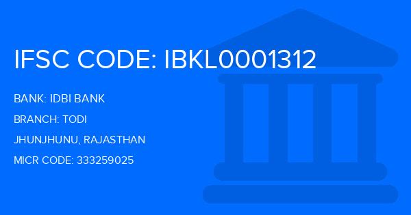 Idbi Bank Todi Branch IFSC Code