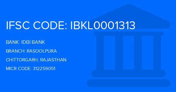 Idbi Bank Rasoolpura Branch IFSC Code