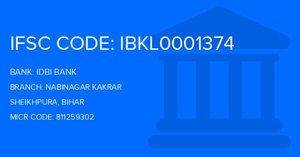 Idbi Bank Nabinagar Kakrar Branch IFSC Code