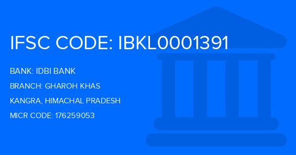 Idbi Bank Gharoh Khas Branch IFSC Code