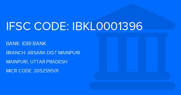 Idbi Bank Arsara Dist Mainpuri Branch IFSC Code