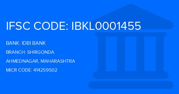 Idbi Bank Shrigonda Branch IFSC Code